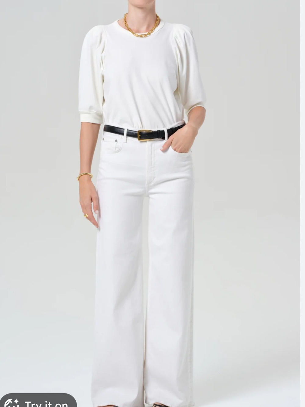 Citizens of Humanity Lyra High Rise Wide Leg Jeans White Denim Size 28